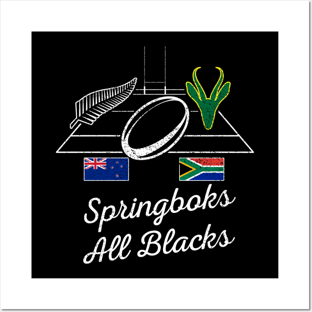 South Africa New Zealand Rugby Rivalry | Springbok & All Black Supporters Wall Art by BraaiNinja